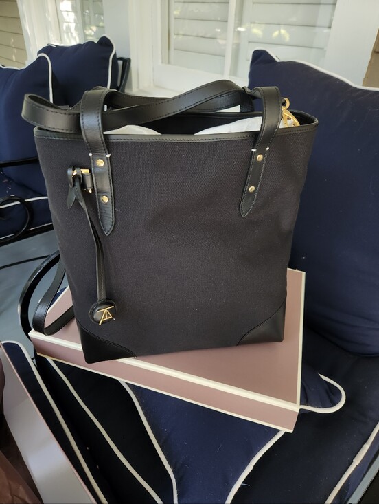 T. ANTHONY Handbags - T. ANTHONY Black Canvas & Leather Crossbody Tote, Bucket Bag w/ Box!